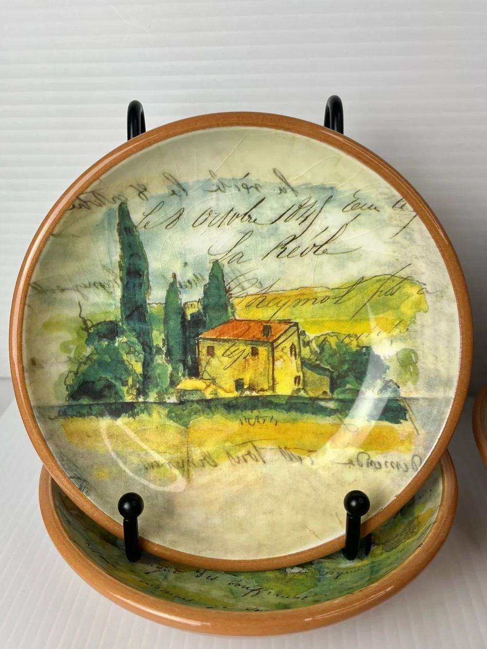 Williams-Sonoma Paysage bread Dipping dishes 4pc Tuscan Landscape By Marc Lacaze